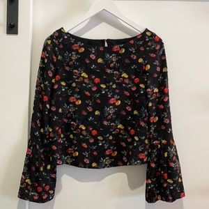 Club Monaco Floral Bell Sleeve Blouse